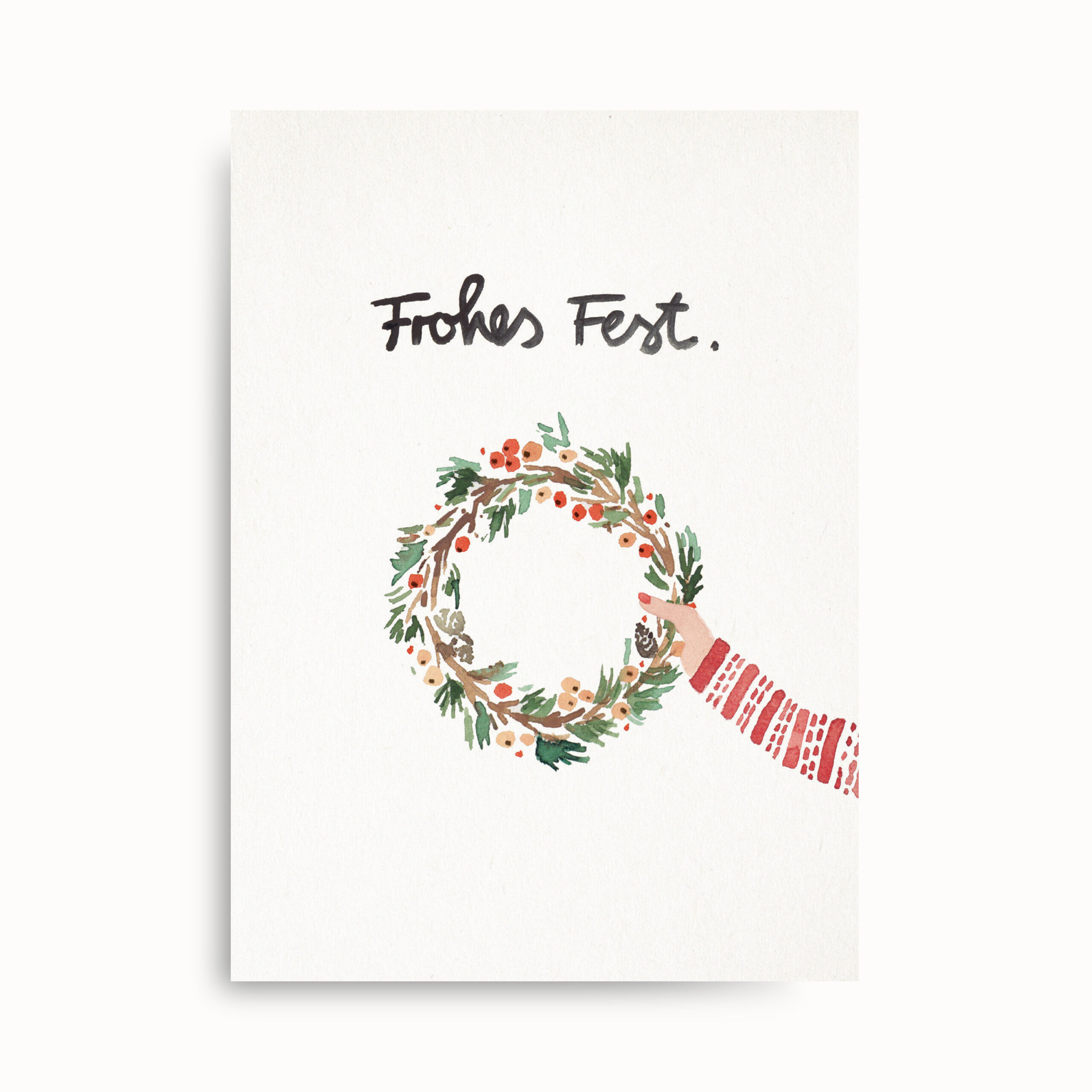 Kranz-Postkarte-Illustration-FarinaKuklinski Winterkranz, Frohes Fest