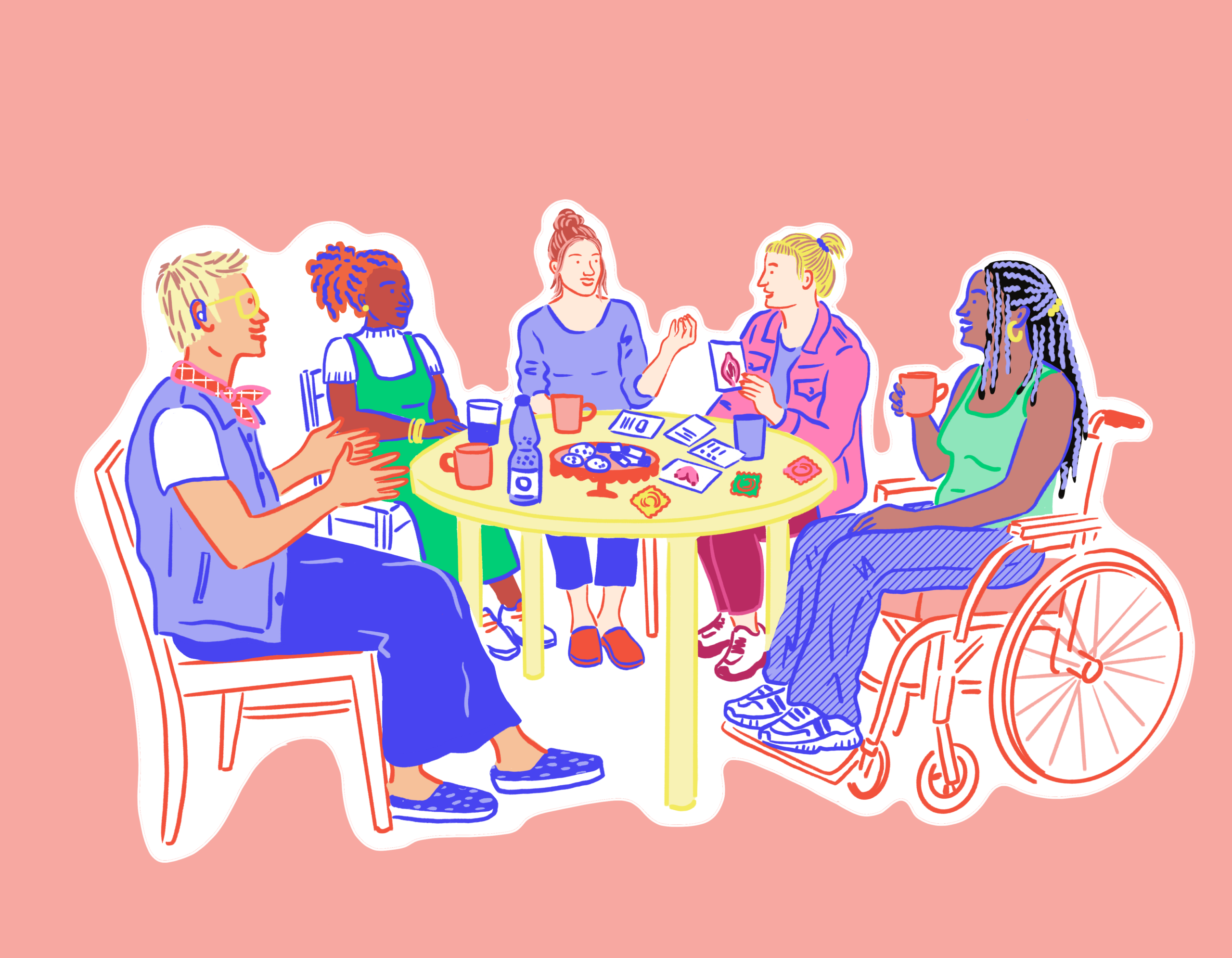 Illustration Frauengruppe Austausch Gespräch Aufklärung Sexualität und Behinderung Büze Ehrenfeld